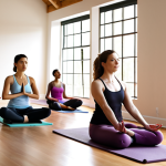 **

A serene yoga studio filled with natural light. A diverse group of people are in various yoga poses, guided by a calm instructor. Focus on the peaceful atmosphere and the connection between mind and body. Include yoga mats, blocks, and straps as props. Soft, diffused lighting to convey tranquility.

**