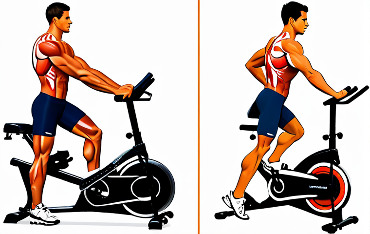스피닝 바이크와 로잉머신 비교 - Calorie Burning Comparison**

"A split-screen image showcasing a woman on a spinning bike on one sid...