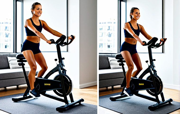 스피닝 바이크와 로잉머신 비교 - Muscle Engagement Visualization**

"An infographic-style image comparing the muscle groups engaged b...