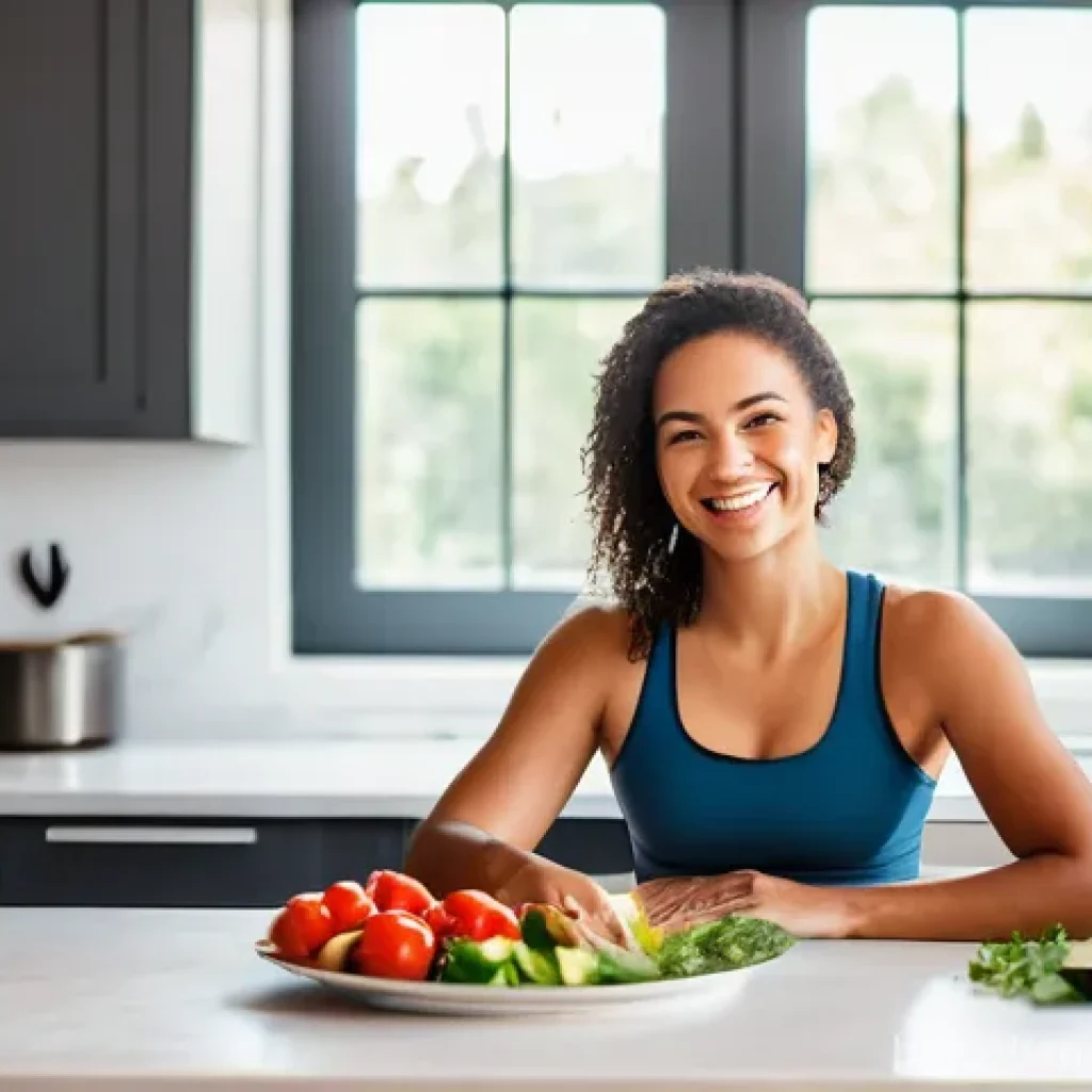 복부 지방 제거를 위한 운동법 - **Prompt:** A fit, energetic young woman in her late 20s, dressed in stylish athletic wear (a comfor...