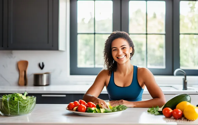 복부 지방 제거를 위한 운동법 - **Prompt:** A fit, energetic young woman in her late 20s, dressed in stylish athletic wear (a comfor...