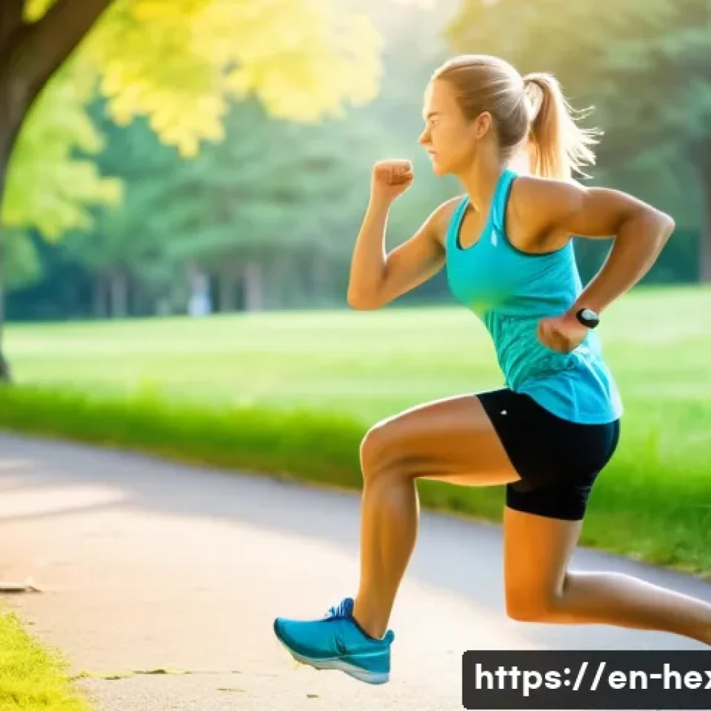 러닝 전 준비 운동과 사후 스트레칭 - A fit young adult woman performing dynamic leg swings outdoors in a park during early morning, weari...