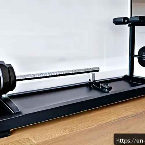 홈트레이닝용 덤벨 추천 - A modern home gym setup featuring a compact adjustable dumbbell set with a sleek dial weight selecti...